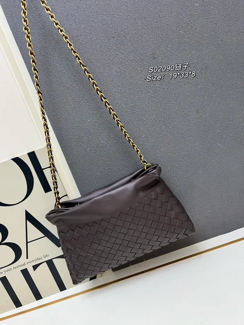 BV Dark Brown Woven Chain Satchel Bag S02090 Size 19*33*8