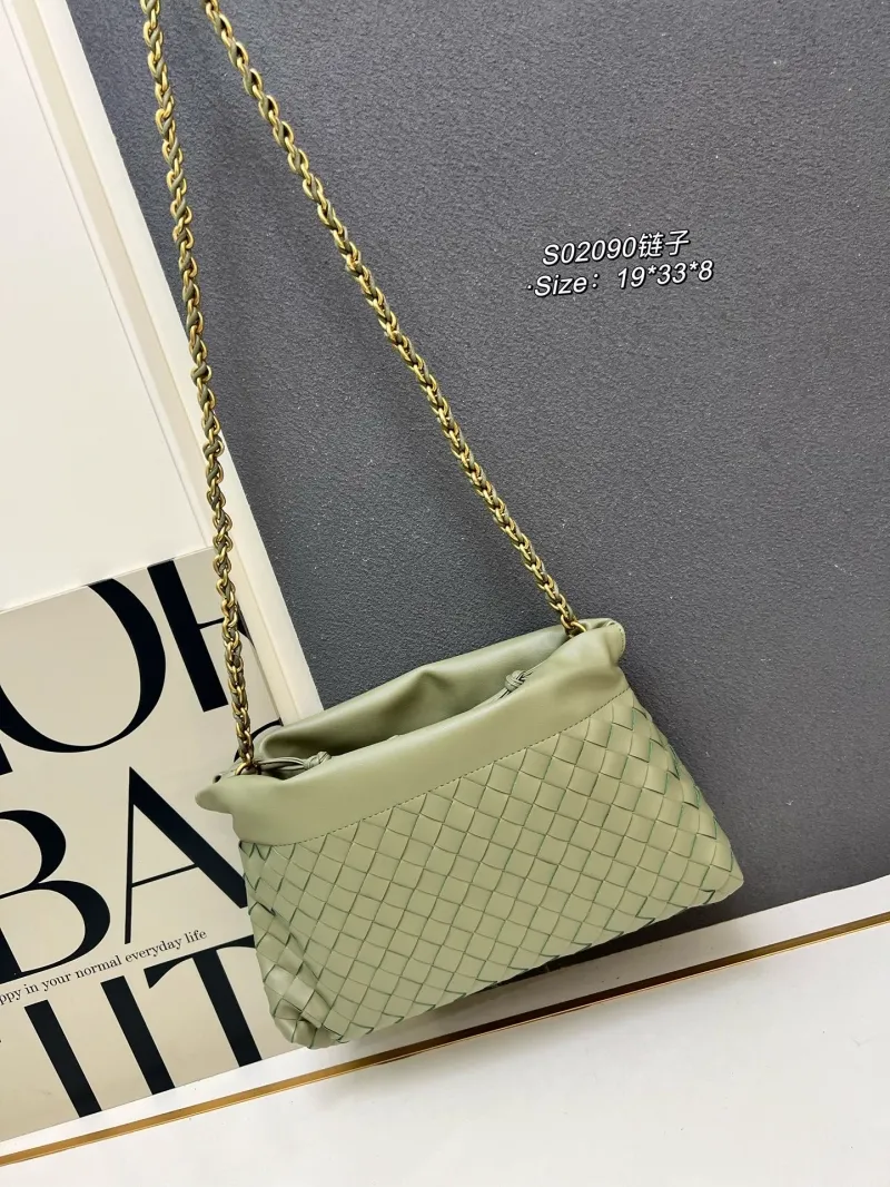 BV S02090 Sage Green Chain Satchel Bag