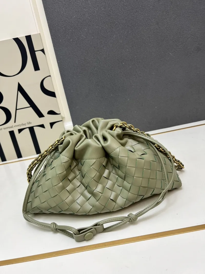 BV S02090 Sage Green Chain Satchel Bag - Image 4