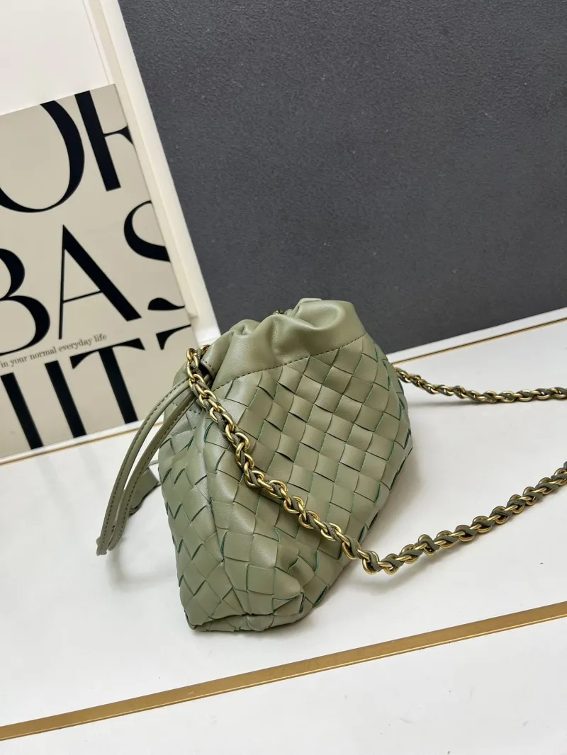 BV S02090 Sage Green Chain Satchel Bag - Image 5