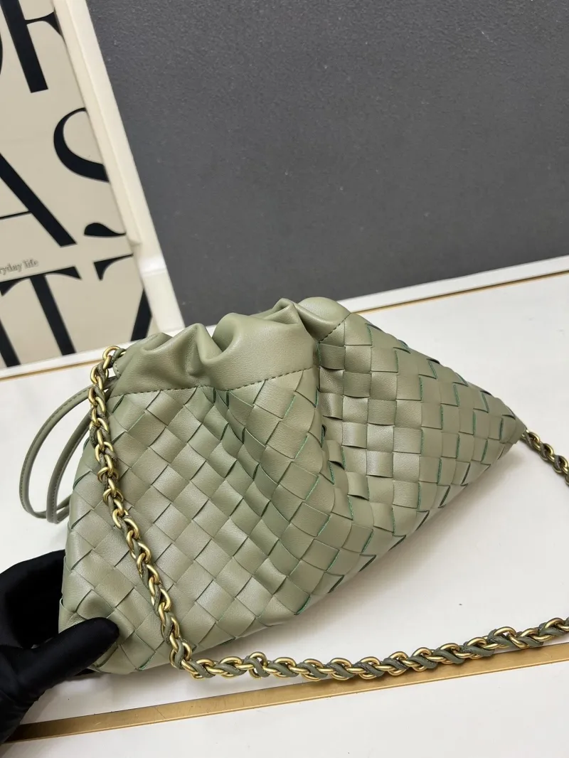 BV S02090 Sage Green Chain Satchel Bag - Image 6