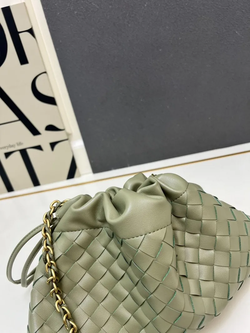 BV S02090 Sage Green Chain Satchel Bag - Image 7