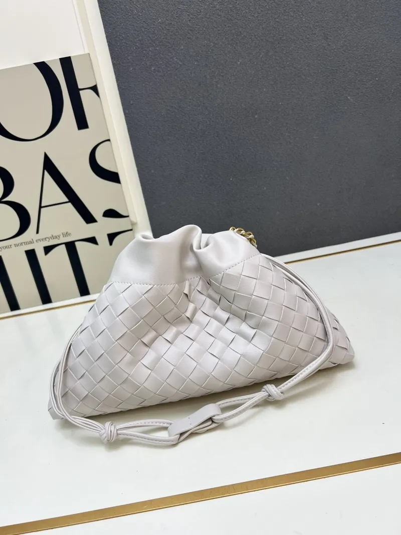 BV S02090 Light Gray Woven Satchel Bag Size 19x33x8 - Image 4