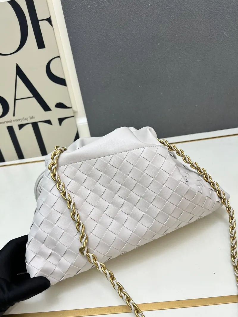 BV S02090 Light Gray Woven Satchel Bag Size 19x33x8 - Image 6
