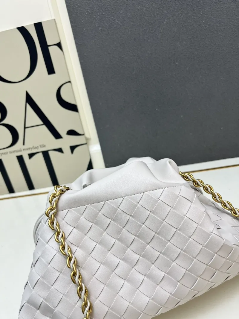 BV S02090 Light Gray Woven Satchel Bag Size 19x33x8 - Image 7