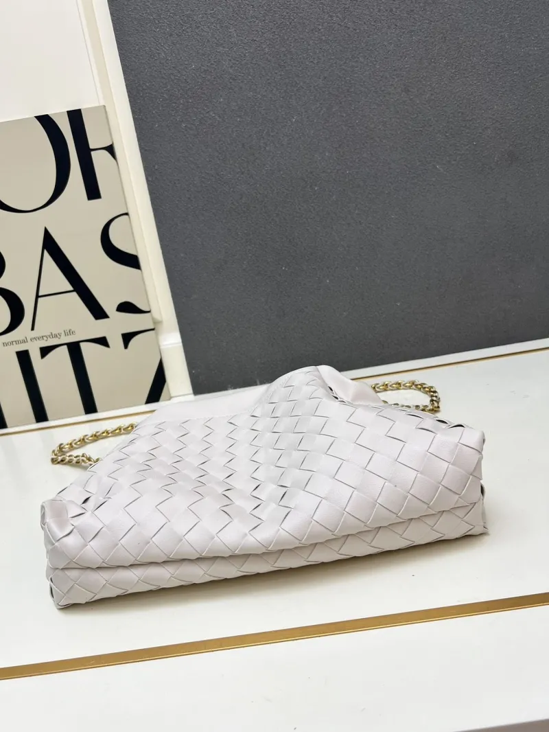 BV S02090 Light Gray Woven Satchel Bag Size 19x33x8 - Image 8