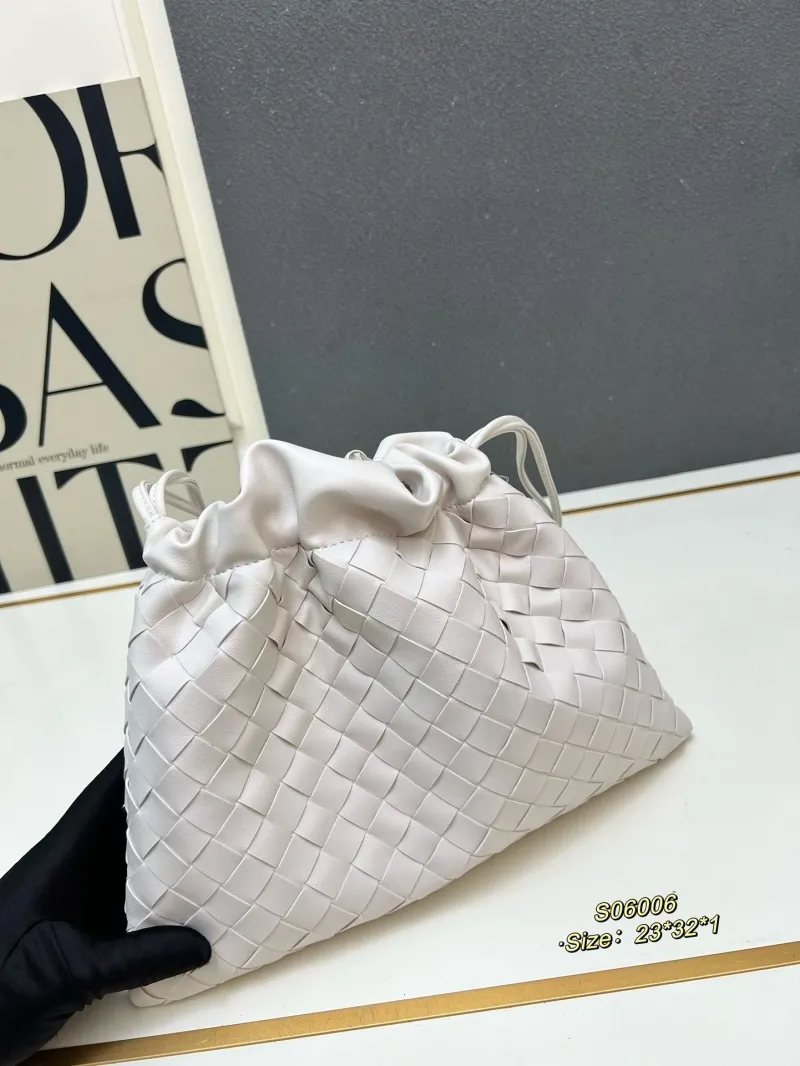 Alternative view of BV Woven Leather Satchel Bag Light Gray S06006 Size 23*32*1