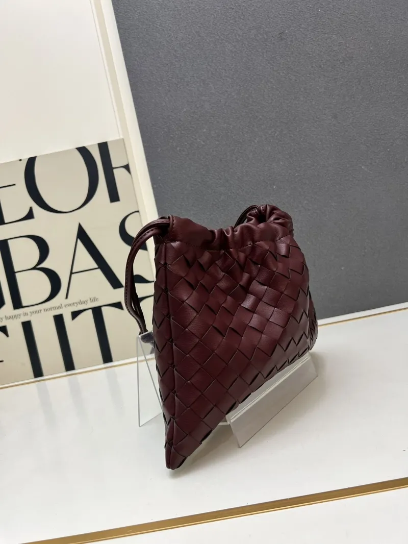 BV Woven Leather Satchel Bag S06006 Burgundy Size 23*32*1 - Image 4