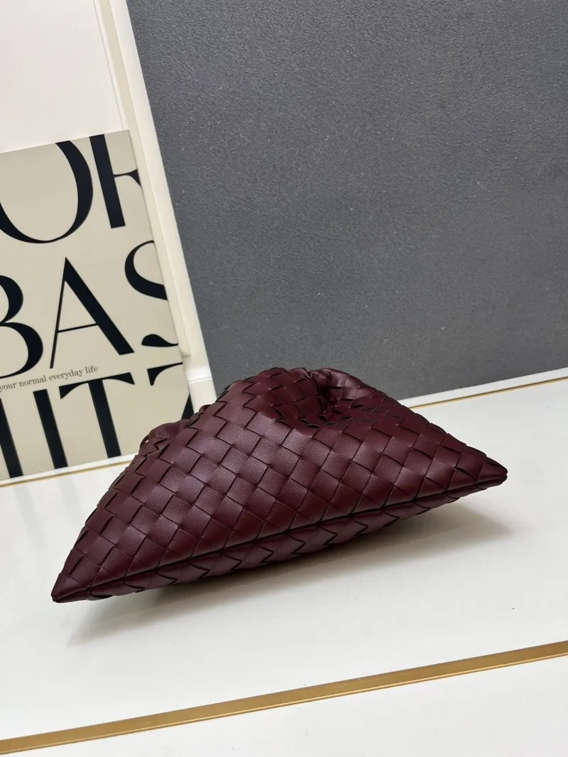 BV Woven Leather Satchel Bag S06006 Burgundy Size 23*32*1 - Image 5