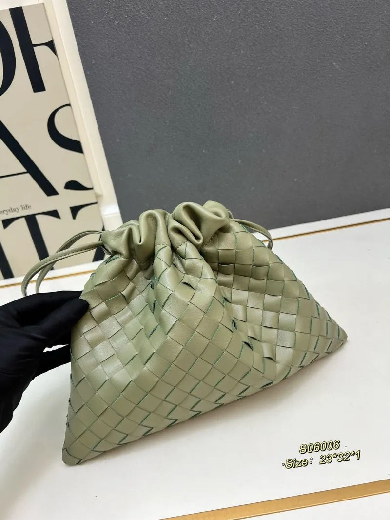 Alternative view of BV Sage Green Woven Satchel Bag S06006 Size 23*32*1