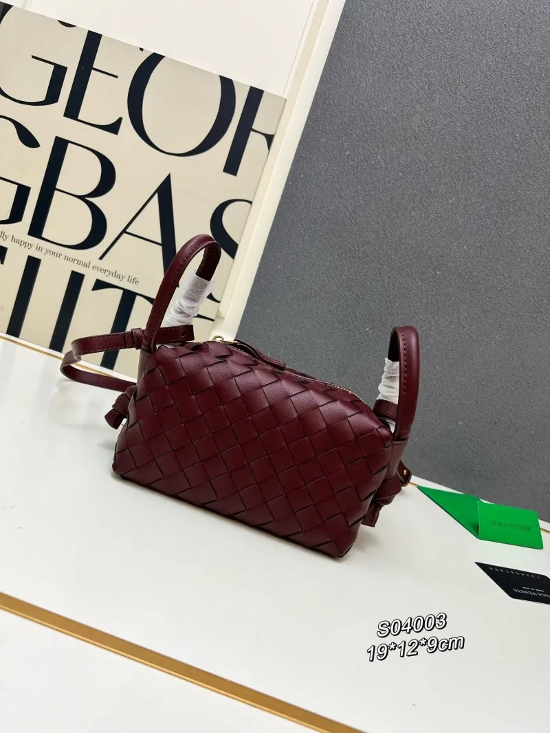 Bottega Veneta Burgundy Woven Satchel Bag S04003