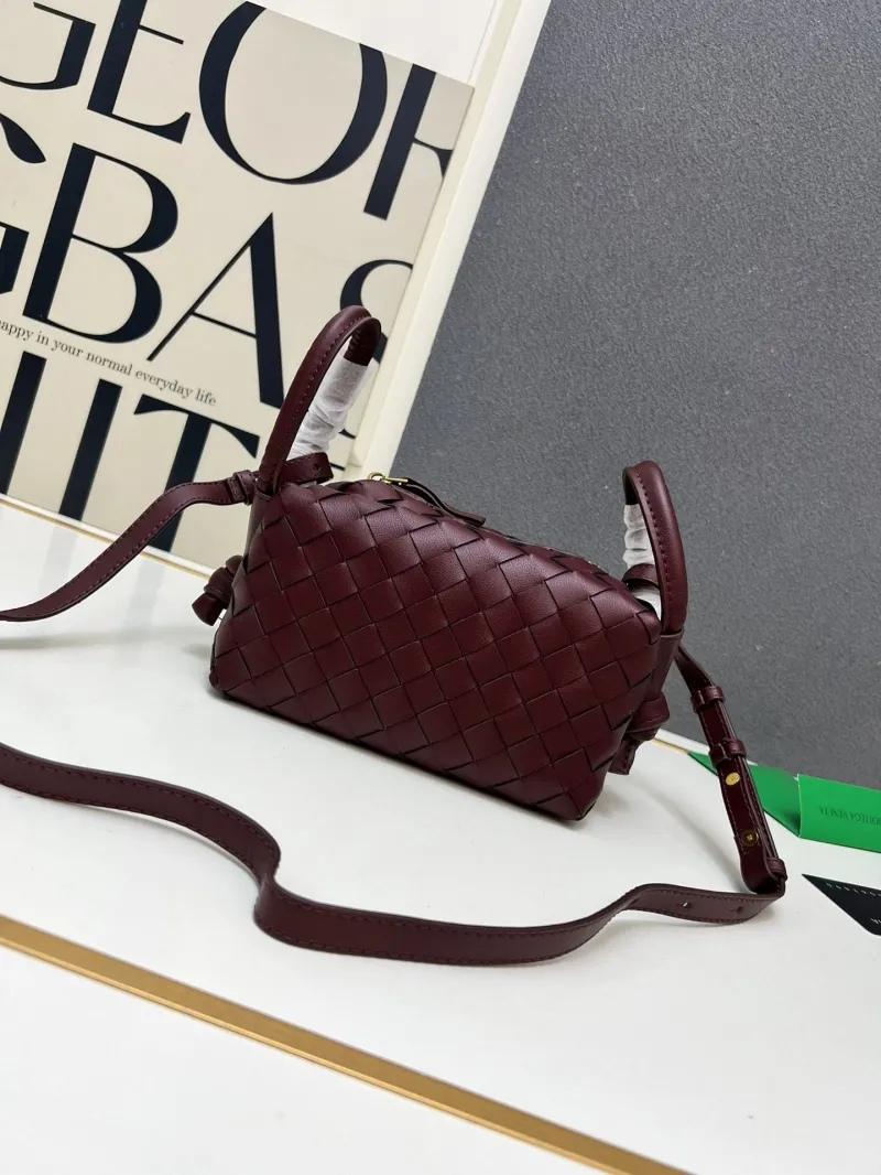 Bottega Veneta Burgundy Woven Satchel Bag S04003 - Image 3