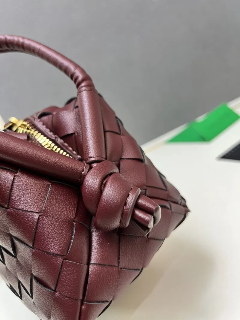 Bottega Veneta Burgundy Woven Satchel Bag S04003 - Image 5