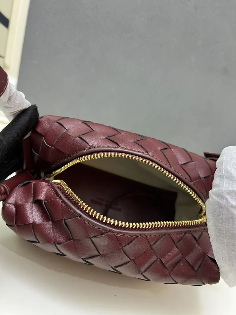 Bottega Veneta Burgundy Woven Satchel Bag S04003 - Image 8