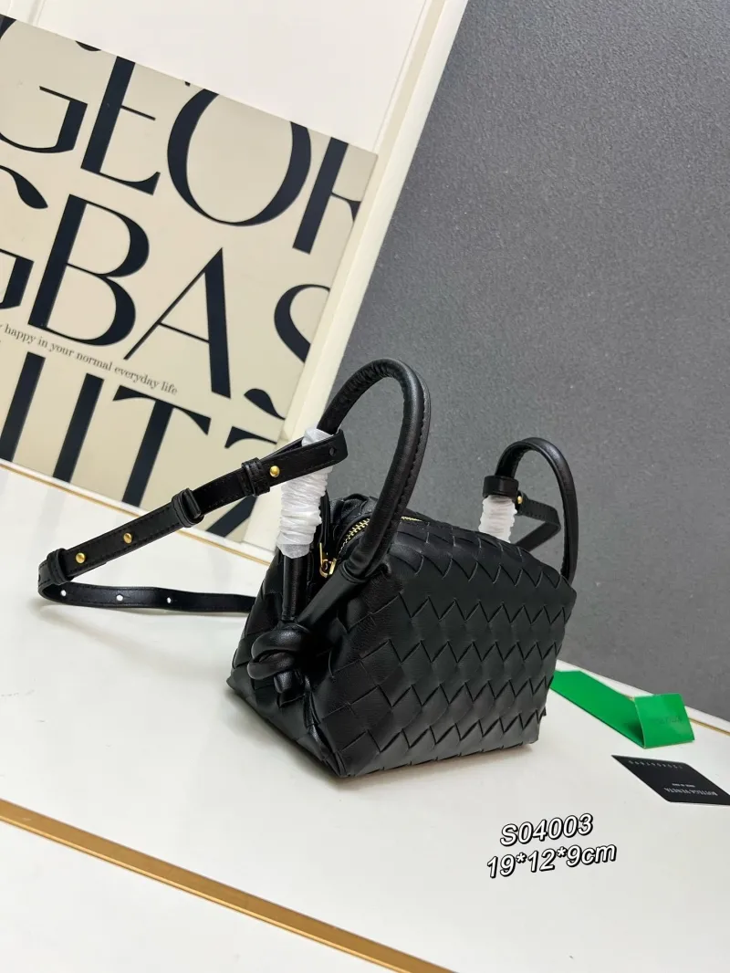 Alternative view of Black BV Woven Satchel Bag S04003