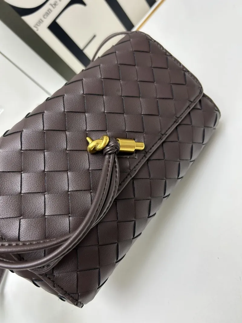 BV Brown Woven Leather Satchel Crossbody Bag S06335 - Image 4