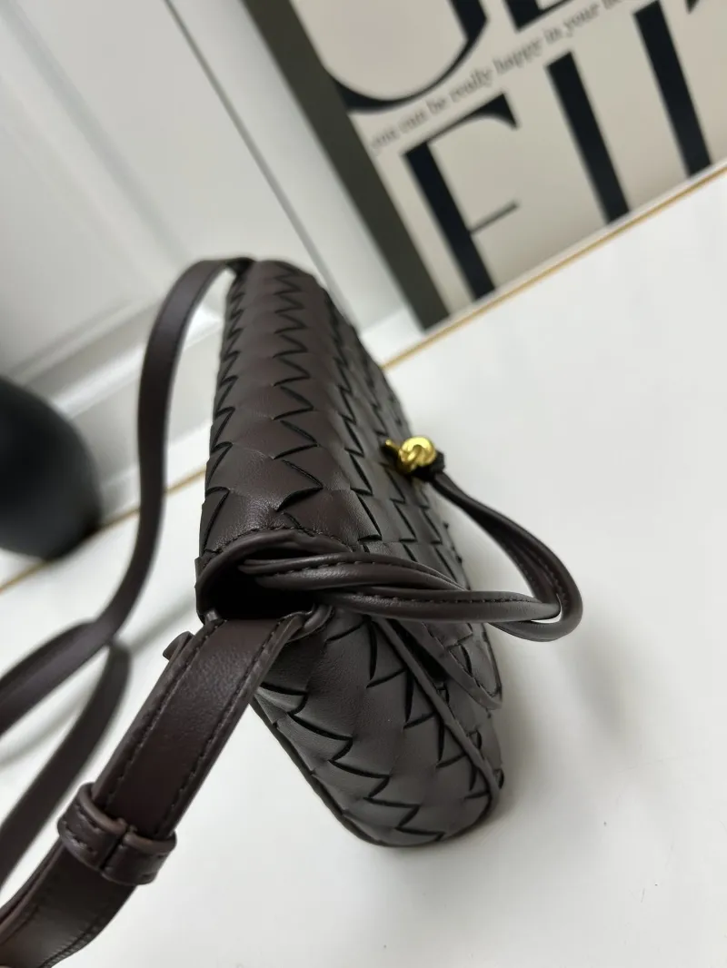 BV Brown Woven Leather Satchel Crossbody Bag S06335 - Image 5