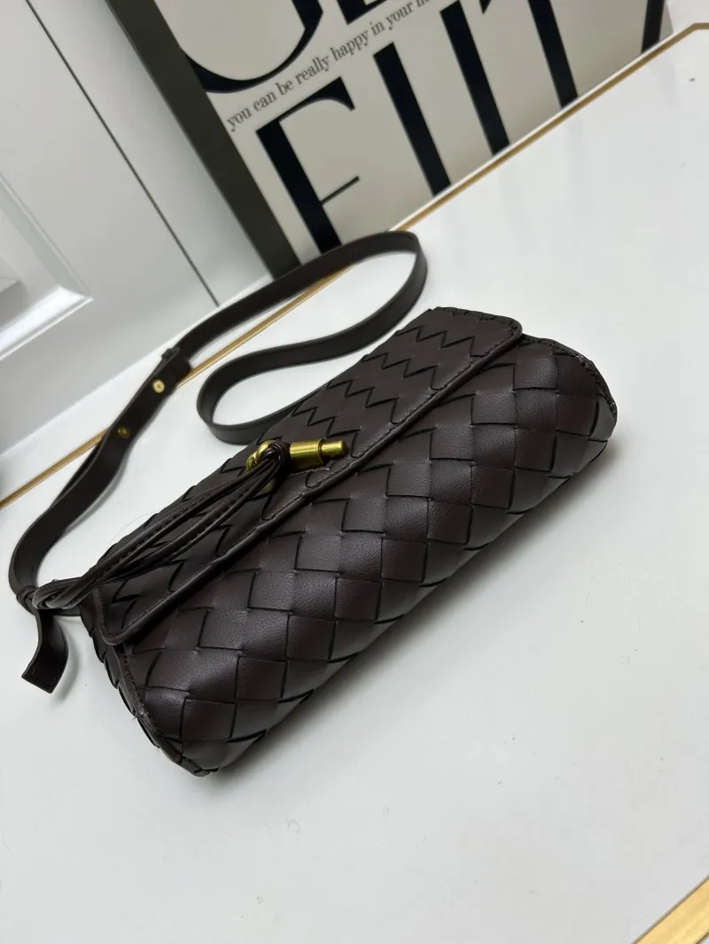 BV Brown Woven Leather Satchel Crossbody Bag S06335 - Image 6