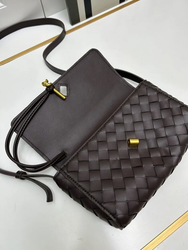 BV Brown Woven Leather Satchel Crossbody Bag S06335 - Image 7