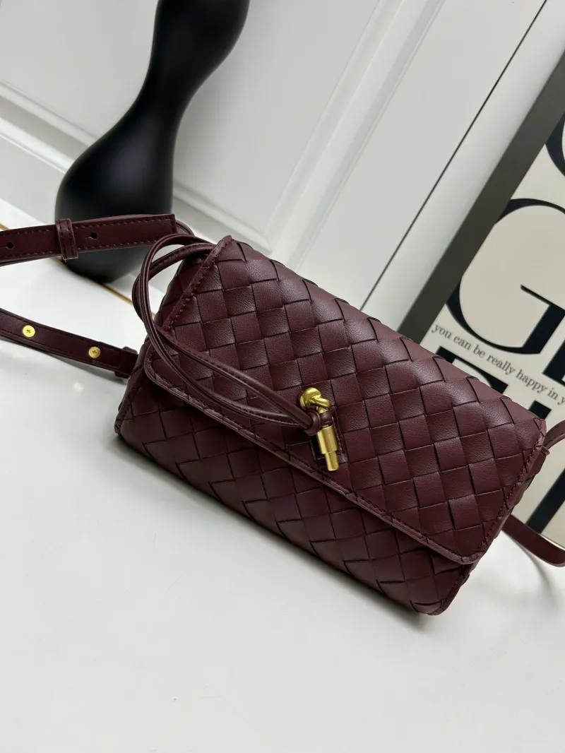 BV Burgundy Woven Satchel Crossbody Bag S06335 - Image 3