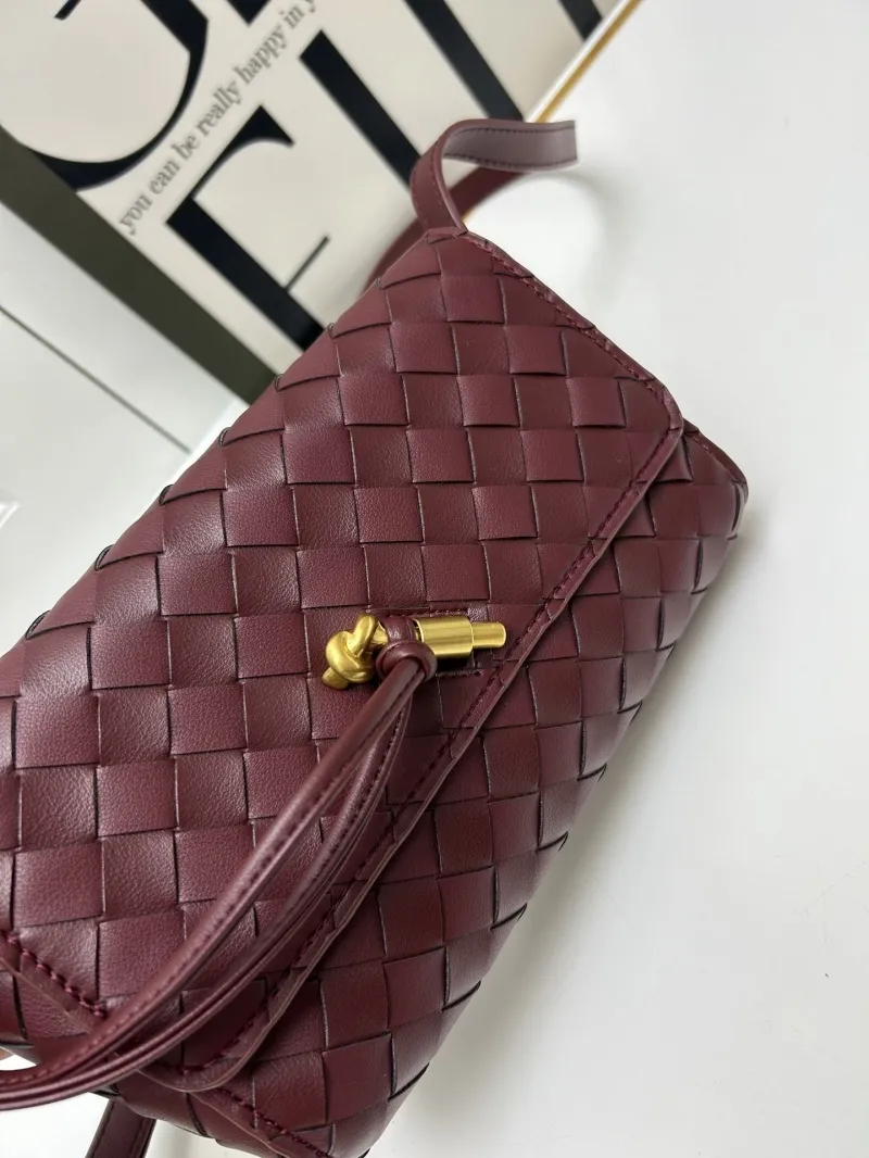 BV Burgundy Woven Satchel Crossbody Bag S06335 - Image 4