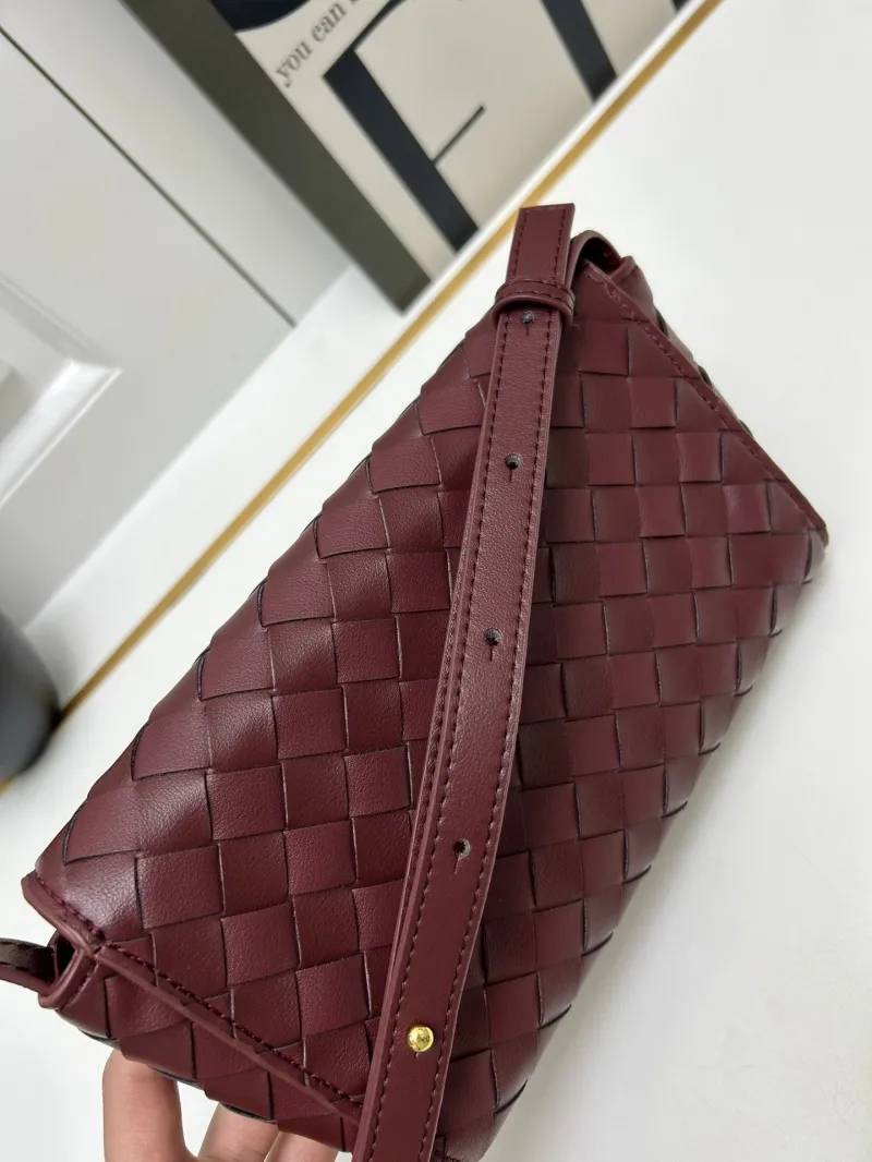 BV Burgundy Woven Satchel Crossbody Bag S06335 - Image 5