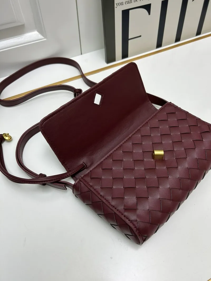 BV Burgundy Woven Satchel Crossbody Bag S06335 - Image 6