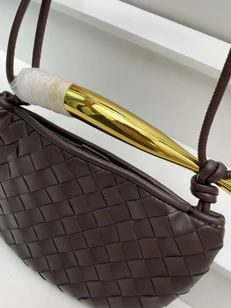 BV Dark Brown Woven Leather Crossbody Bag S0277 Small - Image 5