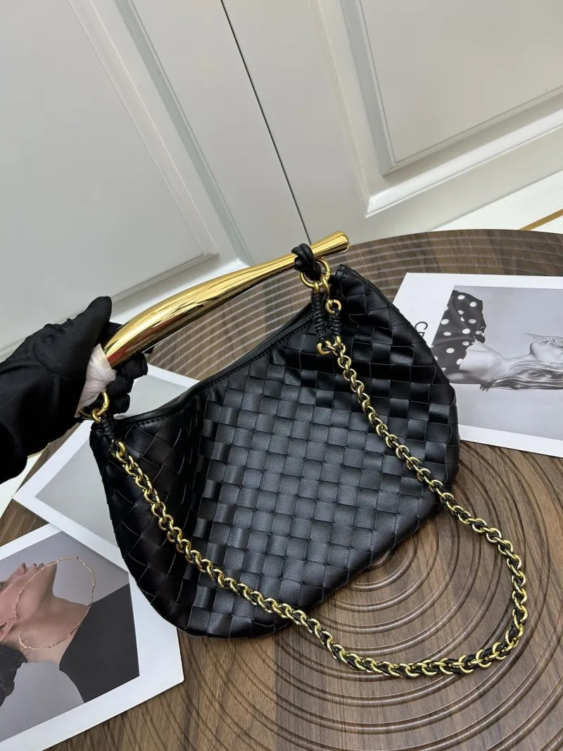 BV Black Woven Leather Satchel Bag S0288-1 - Image 4
