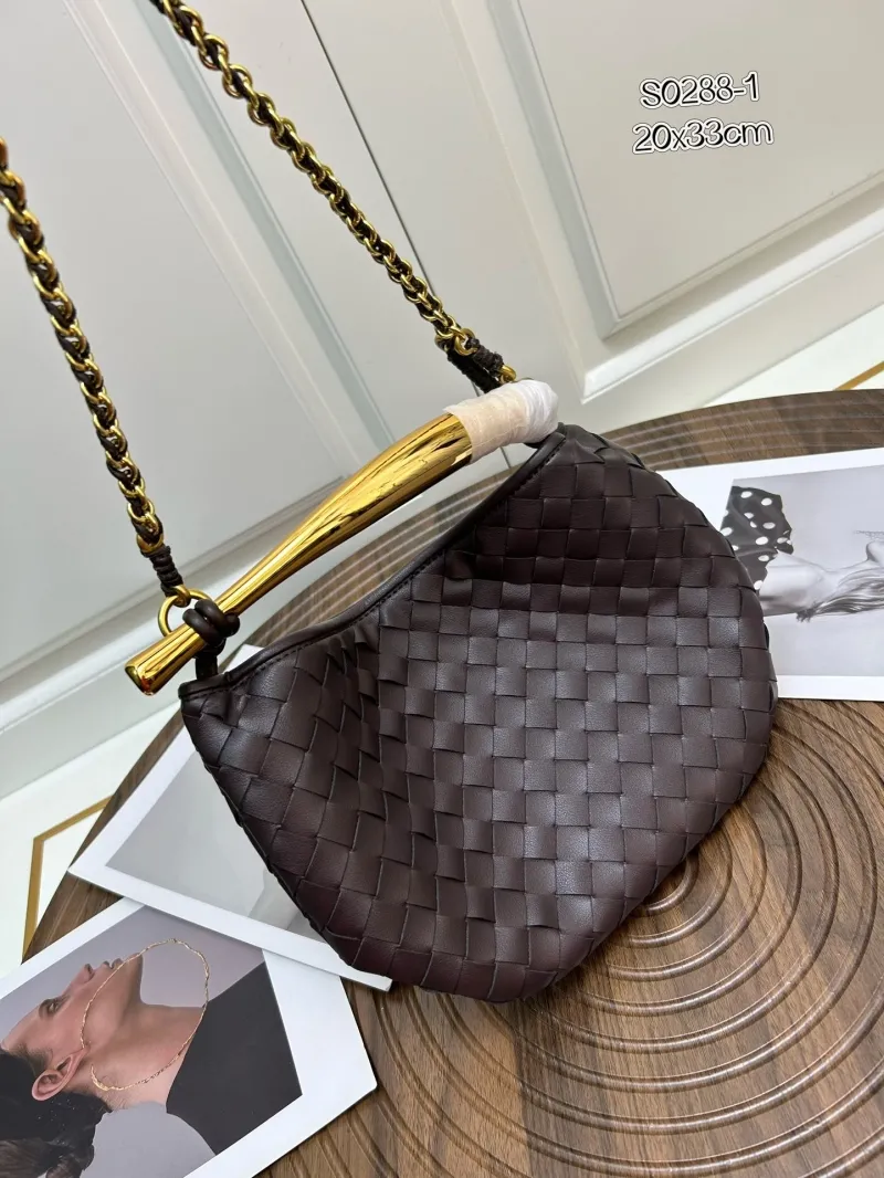 Alternative view of BV Dark Brown Woven Satchel Bag S0288-1