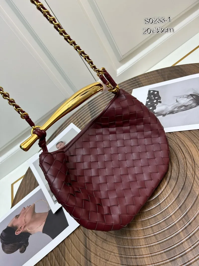 Alternative view of BV Burgundy Woven Leather Hobo Bag S0288-1