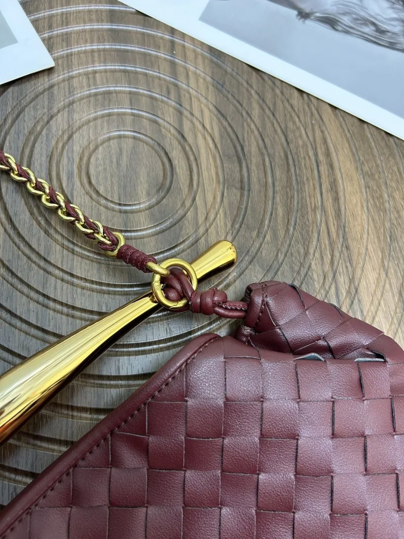 BV Burgundy Woven Leather Hobo Bag S0288-1 - Image 4
