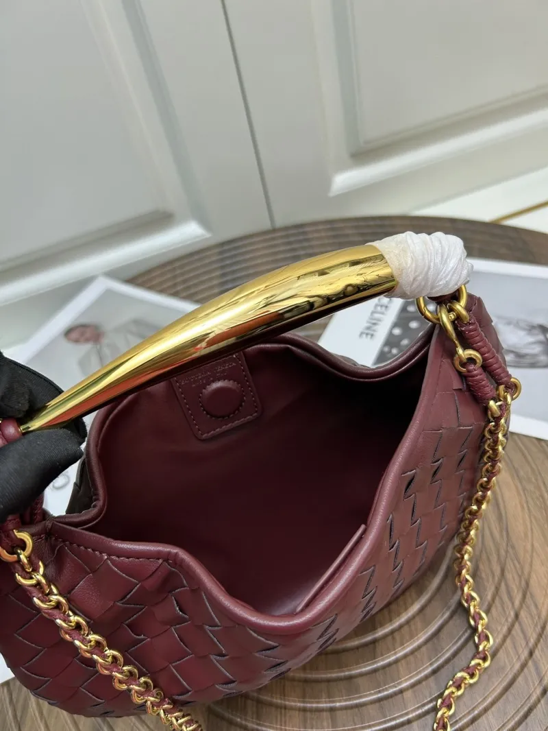 BV Burgundy Woven Leather Hobo Bag S0288-1 - Image 8