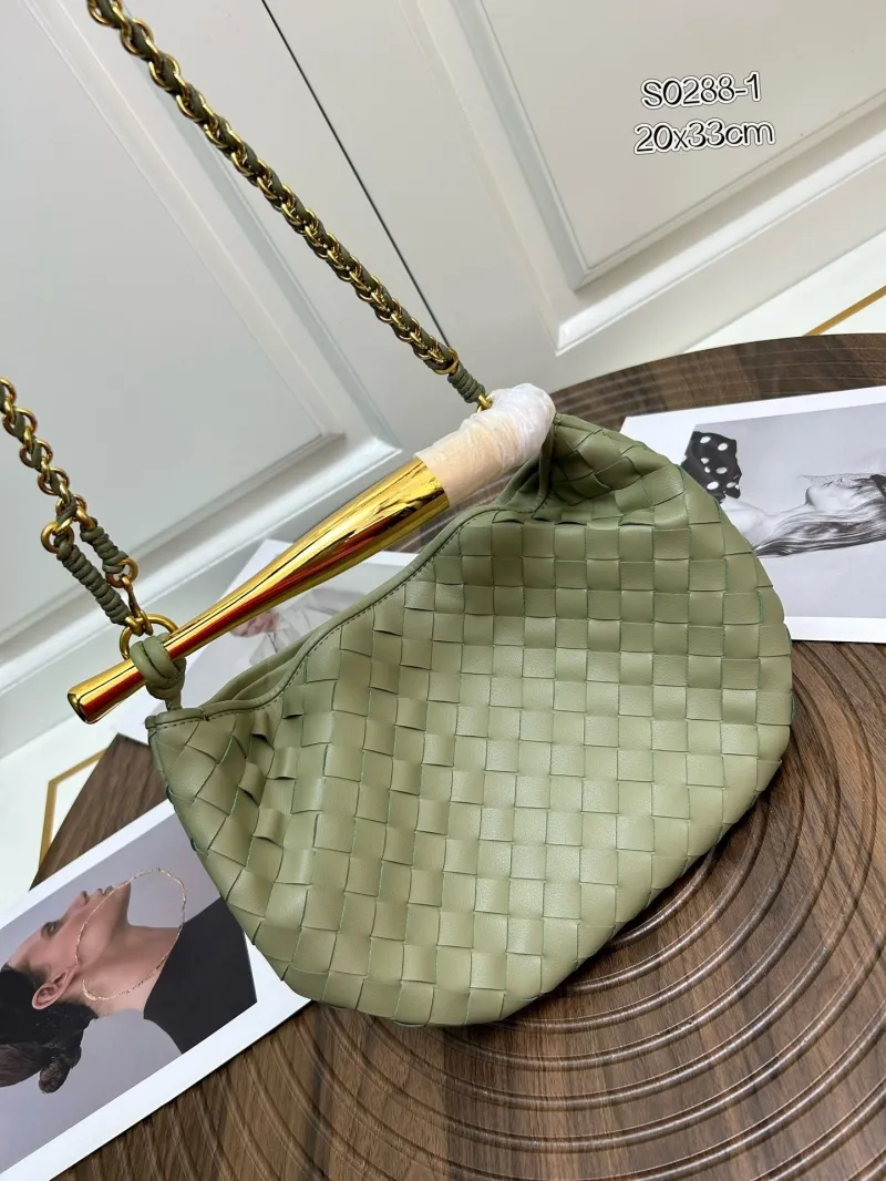 Alternative view of BV Sage Green Woven Satchel Bag S0288-1