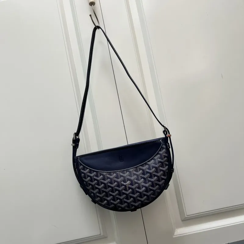 Goyard Navy Half Moon Satchel Bag