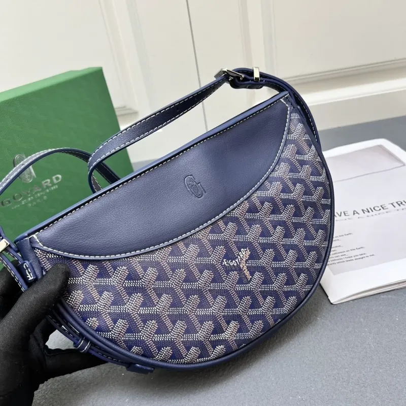 Goyard Navy Half Moon Satchel Bag - Image 3