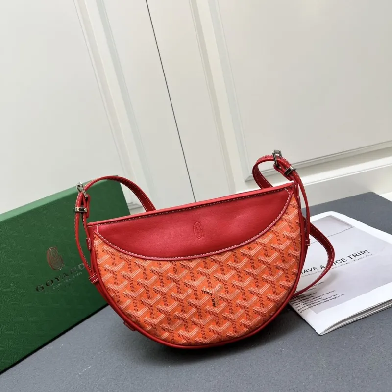 Goyard Red Orange Half Moon Satchel Bag - Image 4
