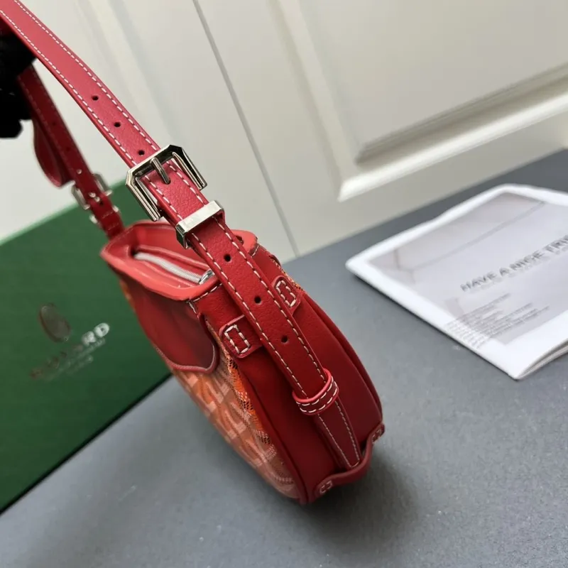 Goyard Red Orange Half Moon Satchel Bag - Image 5