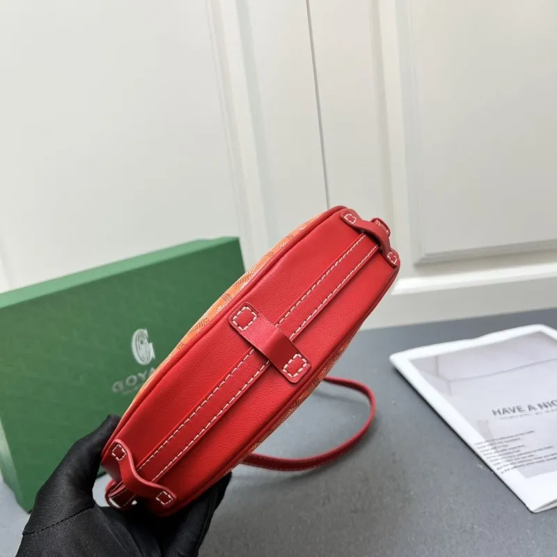 Goyard Red Orange Half Moon Satchel Bag - Image 8