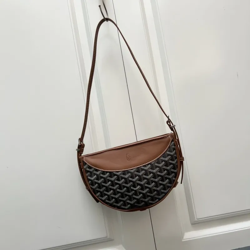 Goyard Brown Black Half Moon Satchel Bag