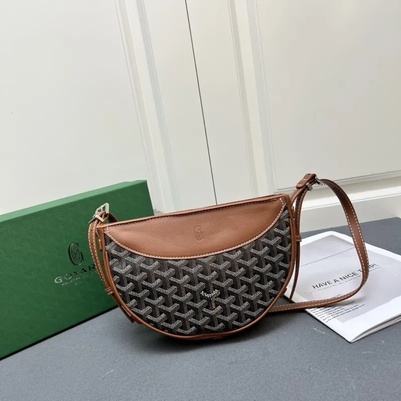 Goyard Brown Black Half Moon Satchel Bag - Image 3