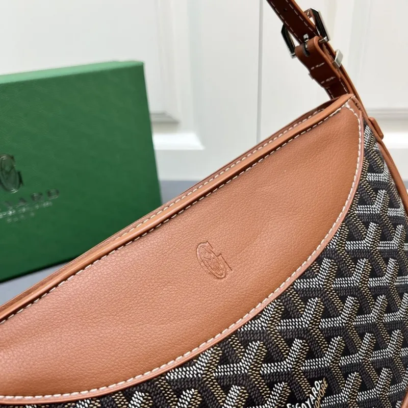 Goyard Brown Black Half Moon Satchel Bag - Image 5