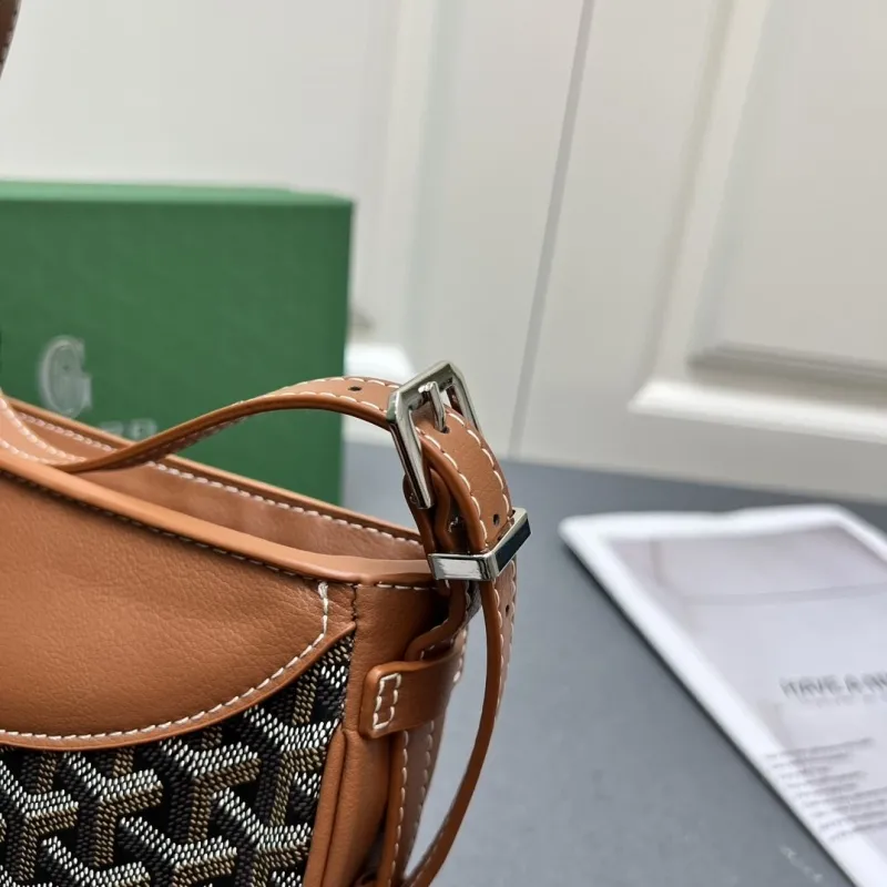 Goyard Brown Black Half Moon Satchel Bag - Image 6