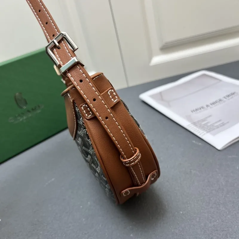 Goyard Brown Black Half Moon Satchel Bag - Image 7