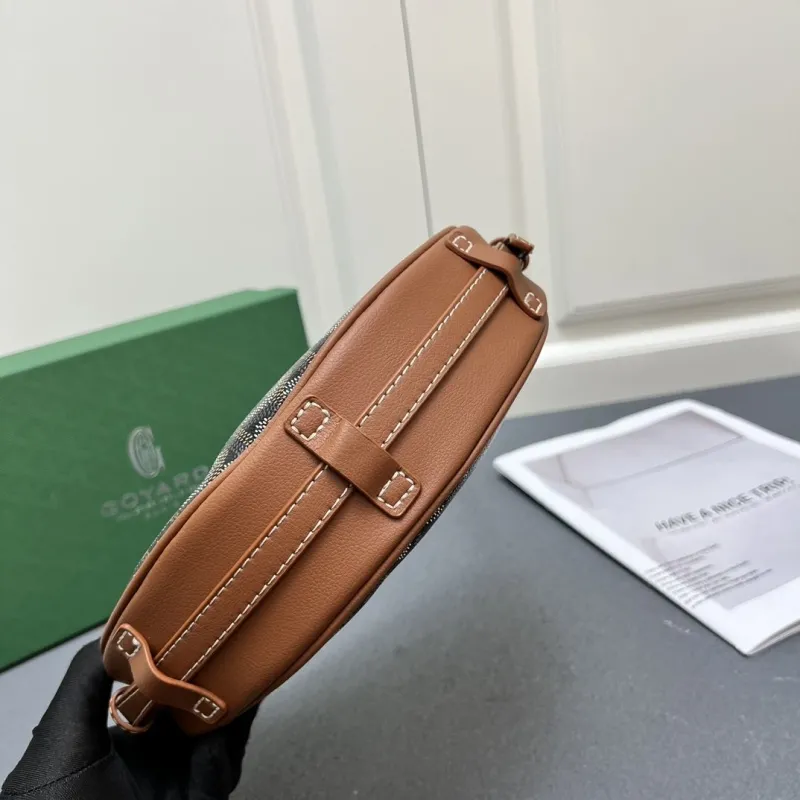 Goyard Brown Black Half Moon Satchel Bag - Image 8