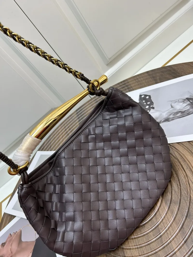BV Dark Brown Woven Leather Satchel Bag S0288-1 - Image 3