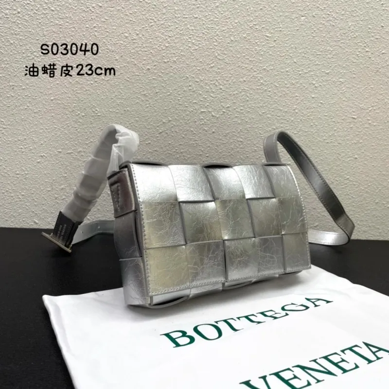 Alternative view of Bottega Veneta Silver Woven Satchel Bag S03040 23cm