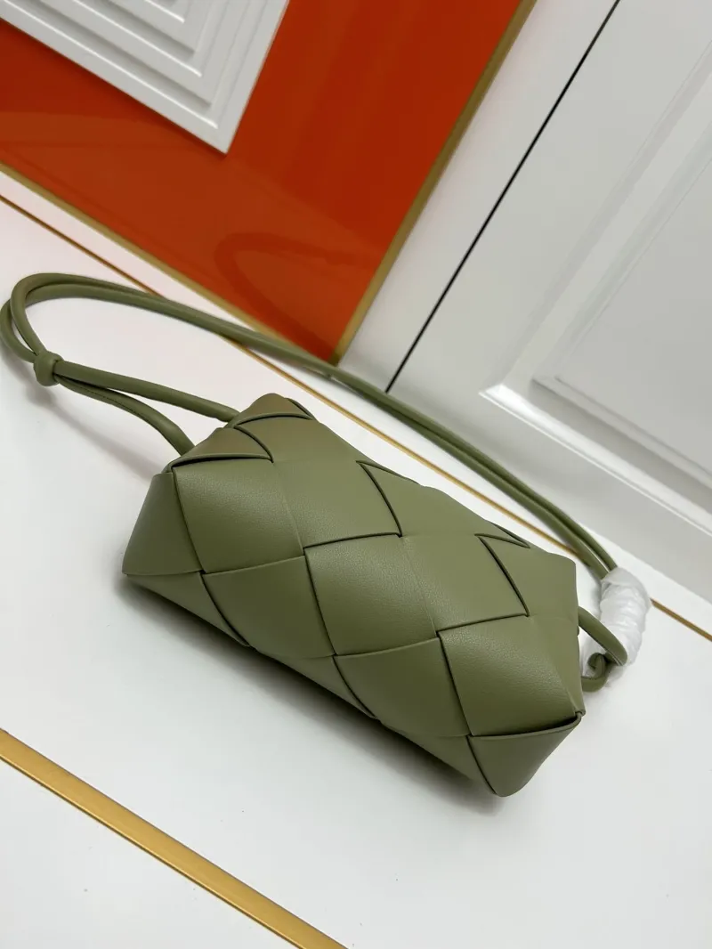 BV Olive Green Woven Satchel Bag S002 - Image 4