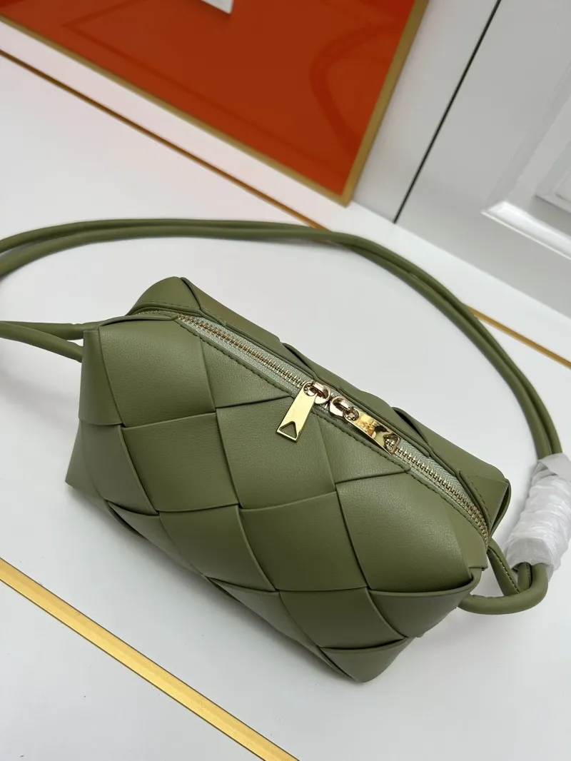 BV Olive Green Woven Satchel Bag S002 - Image 7