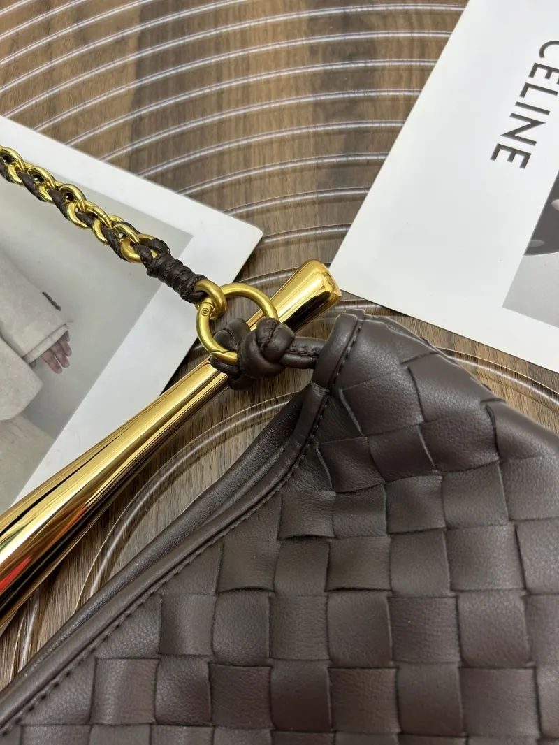 BV Dark Brown Woven Leather Satchel Bag S0288-1 - Image 4